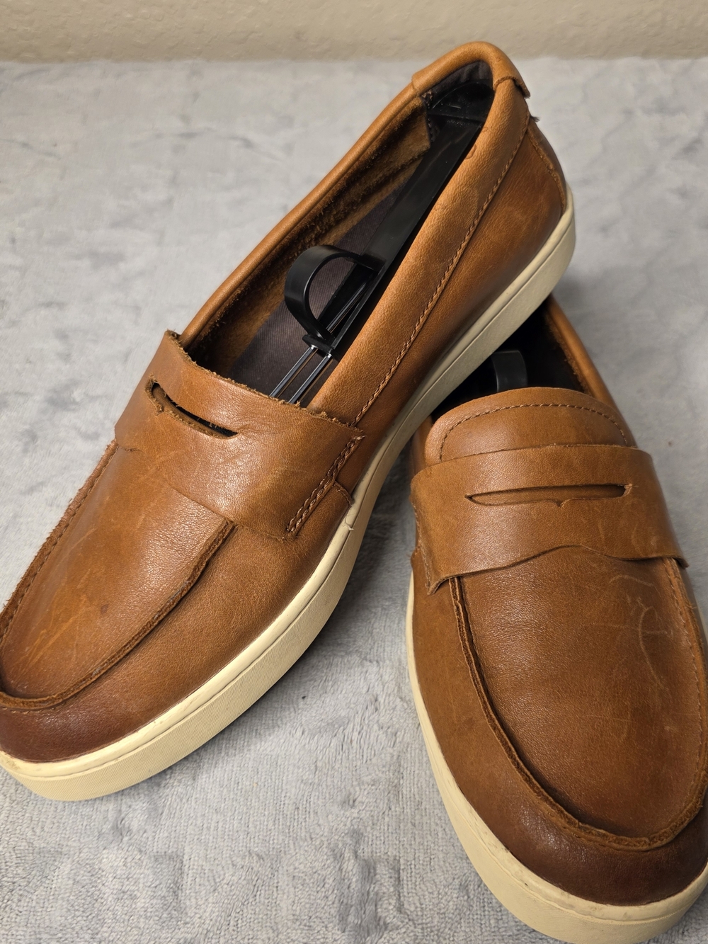 Cole Haan Tan/Brown Leather Penny Loafers with Cream Sole